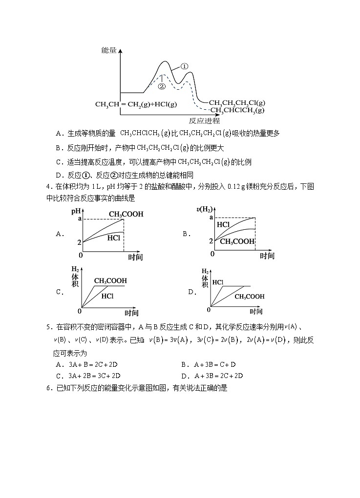缙云县壶镇中学高二上学期10月月考化学试题第2页