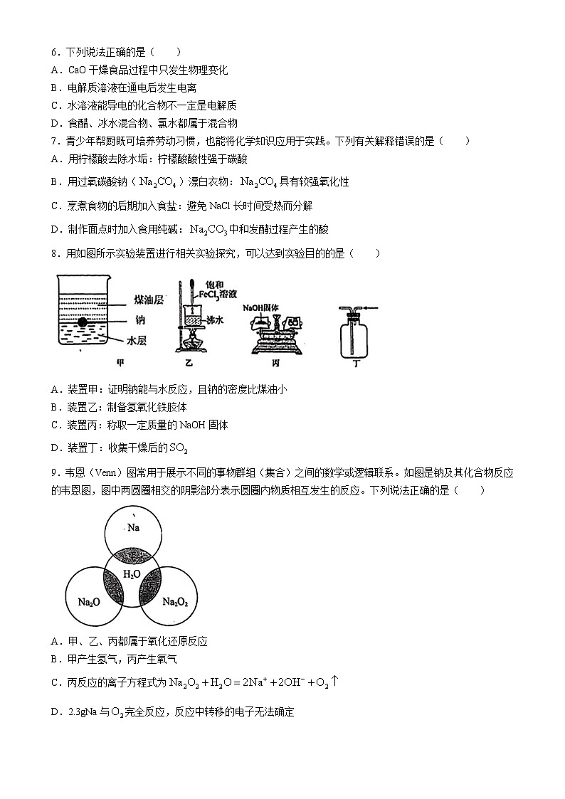 广东省佛山市南海区罗村高级中学2024-2025学年高一上学期10月月考 化学试题(无答案)第2页