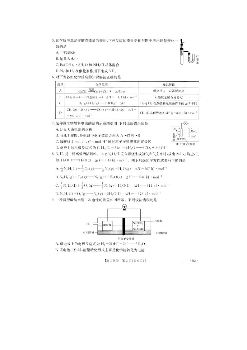 广西阳朔中学等校2024-2025学年高二上学期10月检测化学试题 B卷02