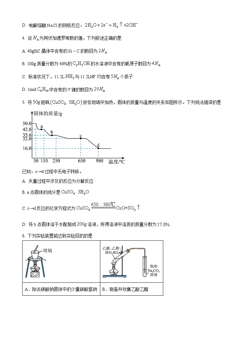 安徽省六安市第二中学2024-2025学年高三上学期10月月考化学第2页