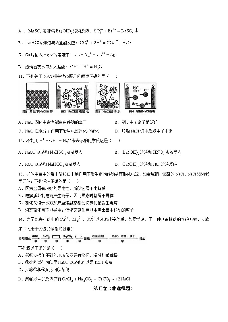 甘肃省天水市秦安县第一中学2024-2025学年高一上学期10月月考化学试题第3页