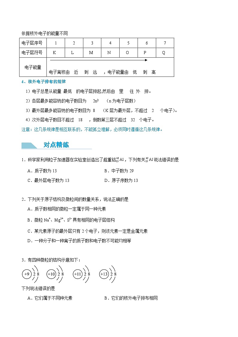 【领跑 百分百】第18讲 原子结构与元素周期表-2024年初升高化学衔接讲义(人教版2019)(原卷版)第3页