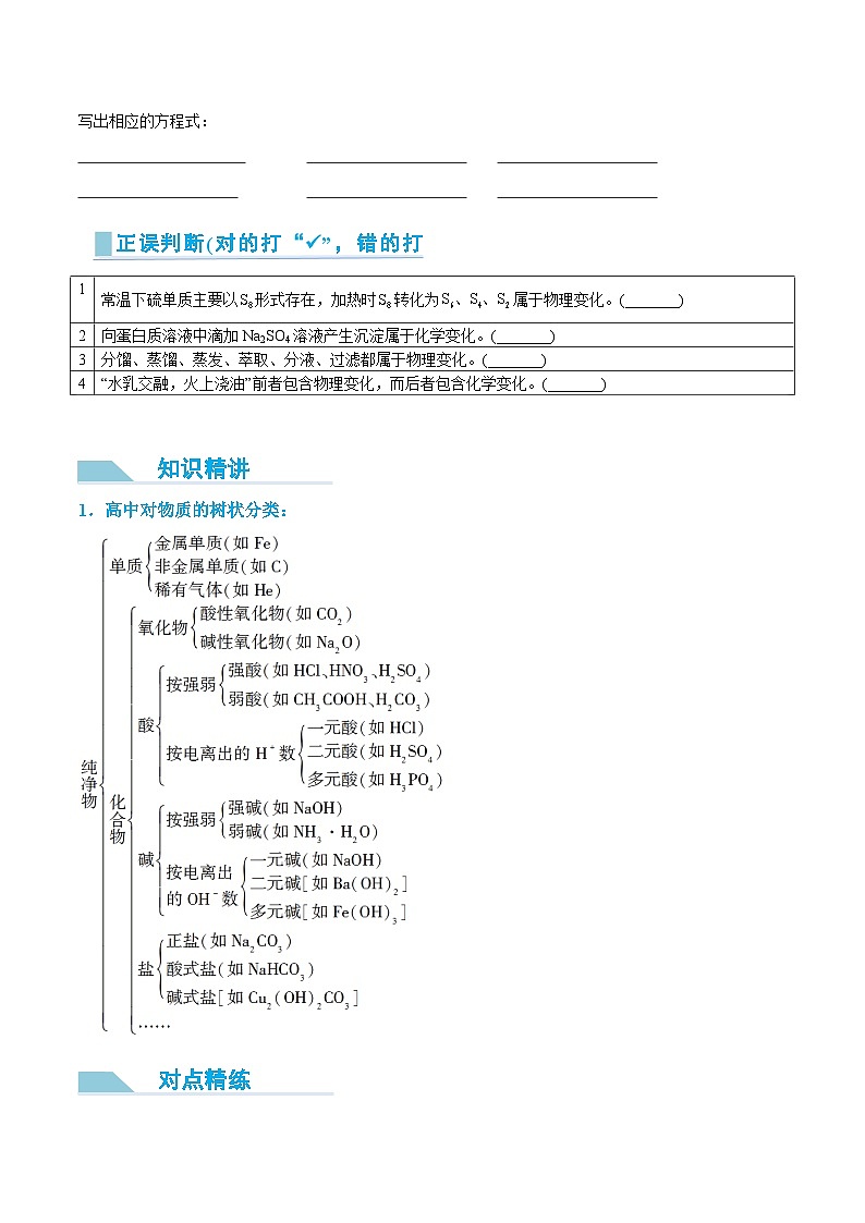 【领跑 百分百】第04讲 物质的分类及转化-2024年初升高化学衔接讲义(人教版2019)(原卷版)第3页