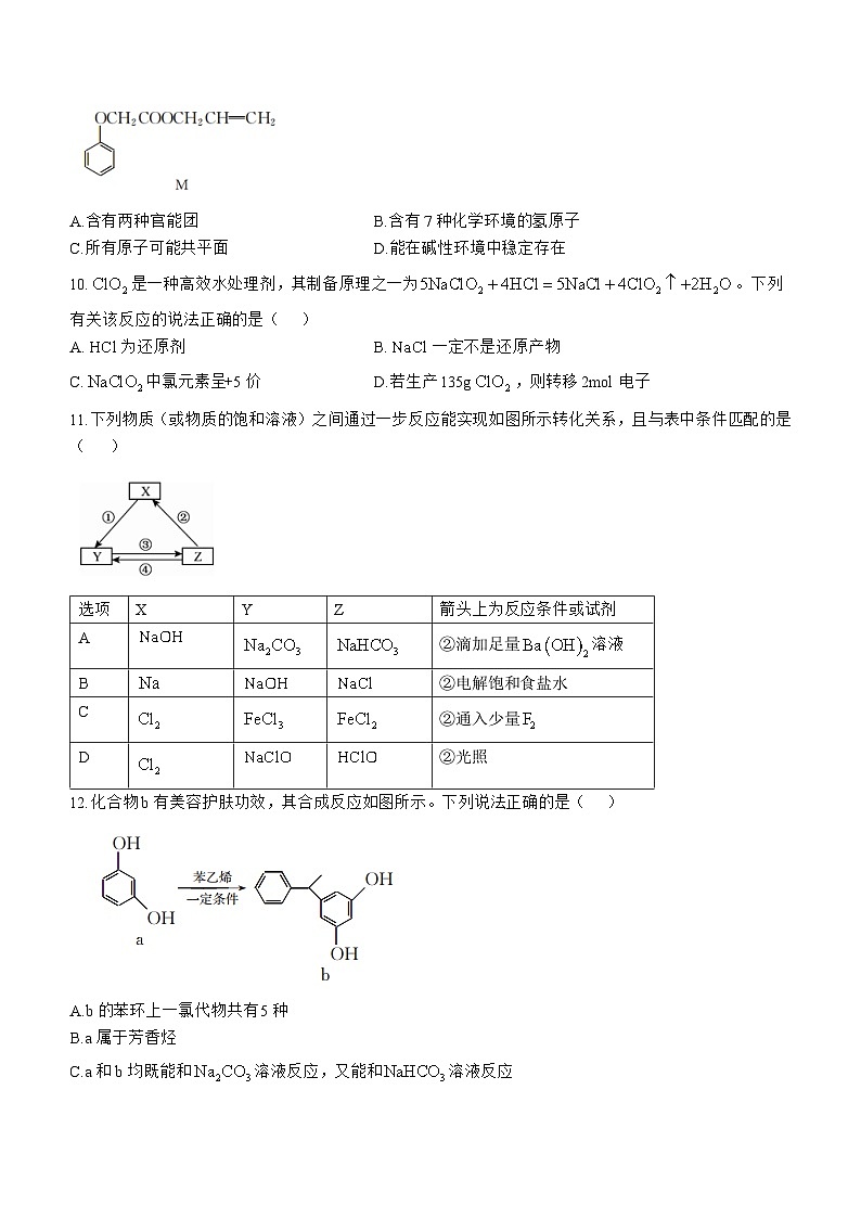 内蒙古鄂尔多斯市西四旗2024-2025学年高三上学期期中联考 化学试题03