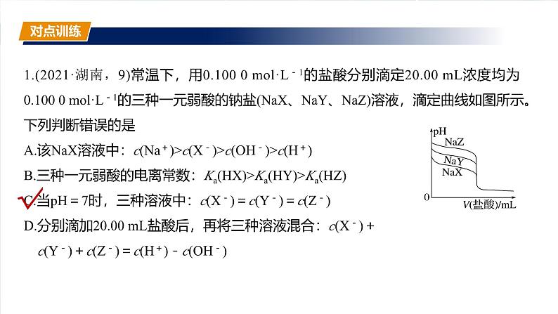 2025年高考化学一轮复习课件(新高考版)大单元4 第12章 第56讲 溶液中的粒子平衡曲线分类突破第6页