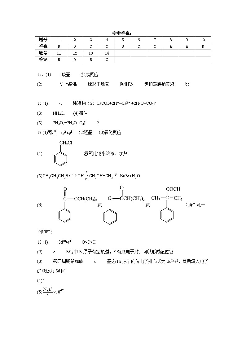 河北省衡水市武强中学2024-2025学年高三上学期期中考试化学试题(Word版附答案)01