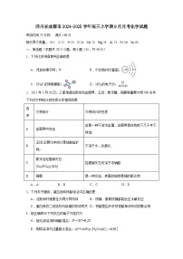 四川省成都市2024-2025学年高三上册9月月考化学试题（附答案）