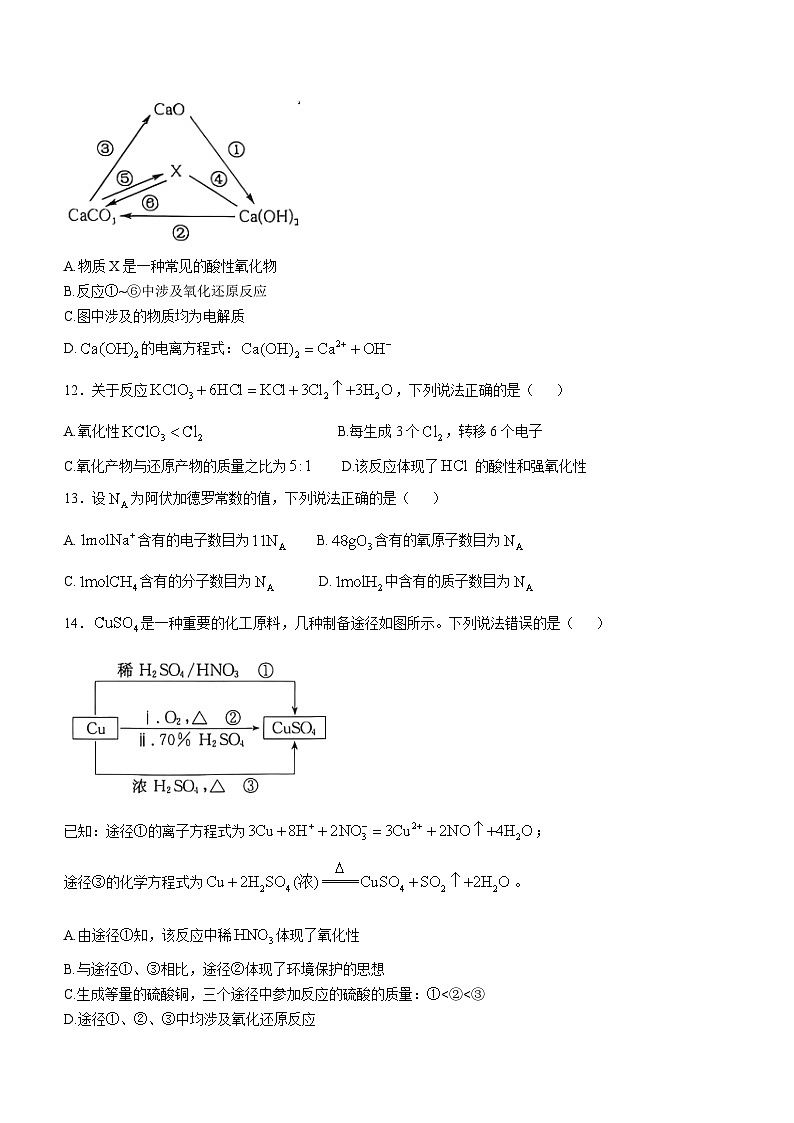 陕西省榆林市八校2024-2025学年高一上学期11月期中联考化学试卷(Word版附解析)第3页