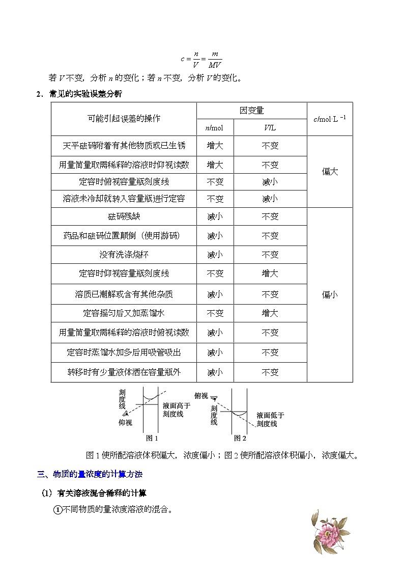 备战2025年高考化学考点一遍过考点06一定物质的量浓度溶液的配制与计算教案(Word版附解析)第3页