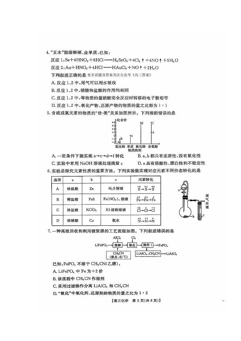 江西省部分高中学校2024-2025学年高三上学期10月联考化学试题02