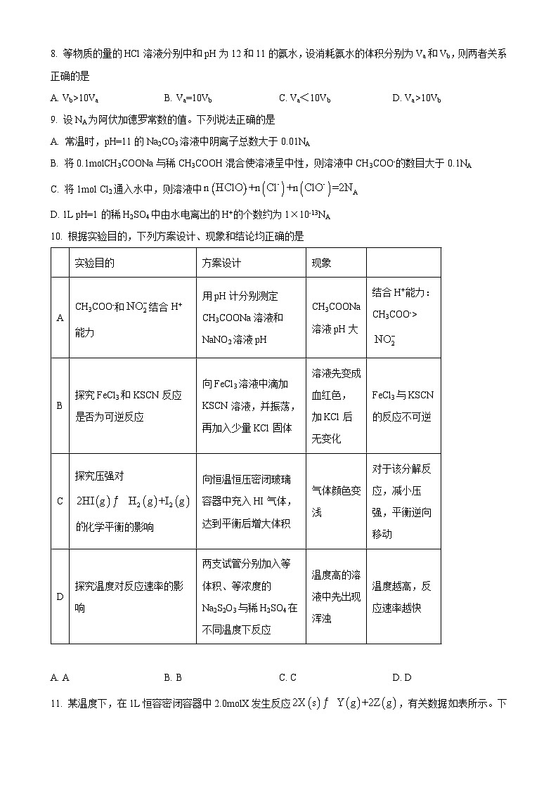 重庆市巴蜀中学2024-2025学年高二上学期10月月考化学试题无答案第3页