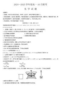 河南省部分高中学校2024-2025学年高一上学期10月联考化学试题