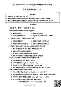 2024北京北大附中高二上学期期中化学试卷