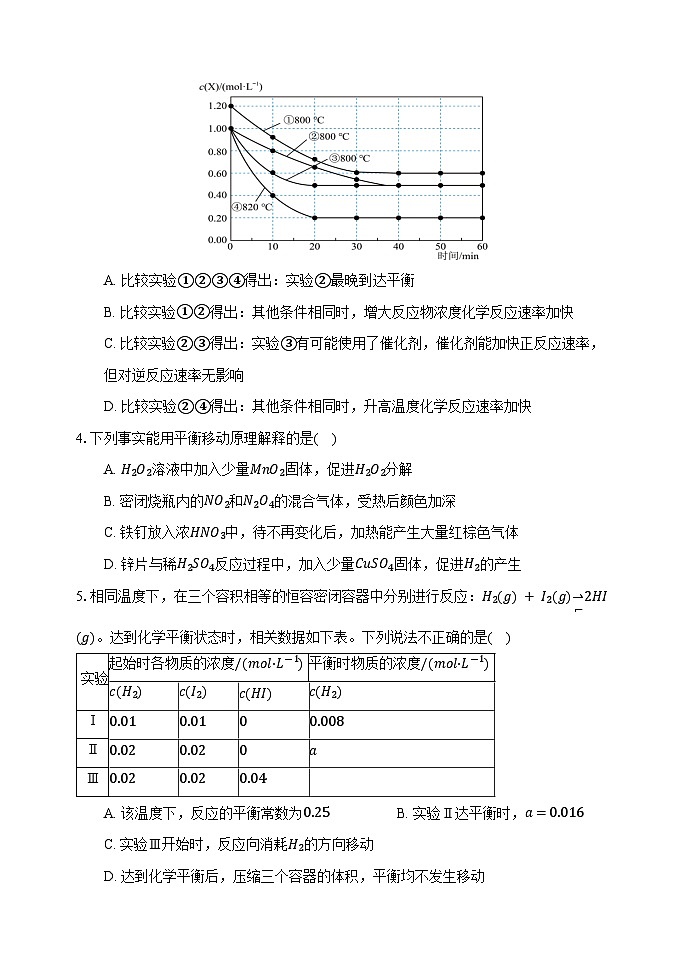 山西省长治学院附属太行中学校2024-2025学年高二上学期第一次月考 化学试题02