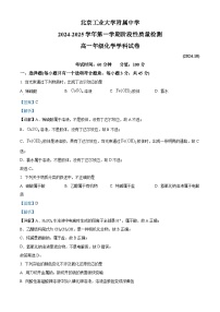 北京市北京工业大学附属中学2024-2025学年高一上学期10月月考化学试卷(Word版附解析)