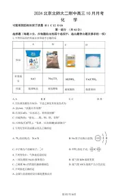2024北京北师大二附中高三上学期10月月考化学试题及答案