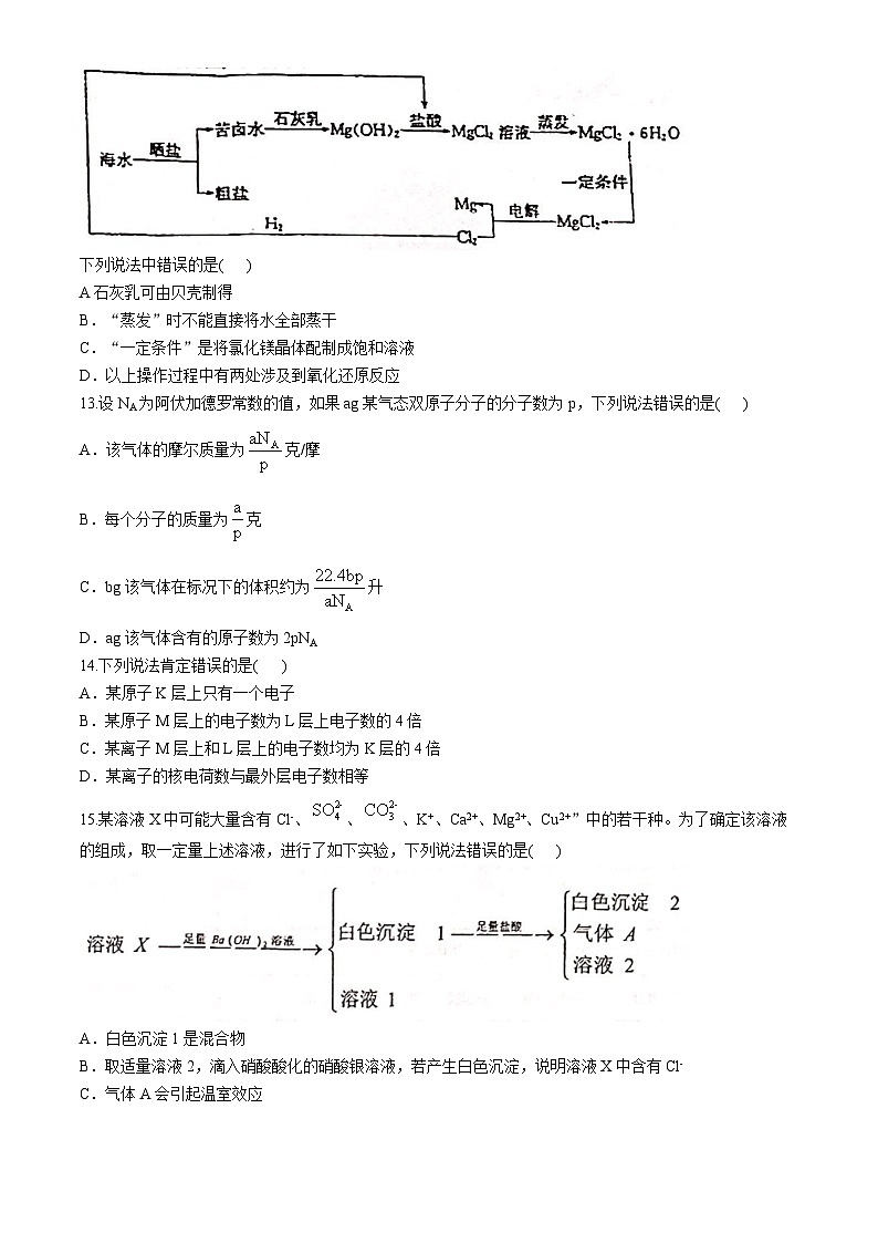 广西壮族自治区钦州市2024-2025学年高一上学期期中考试 化学试题03