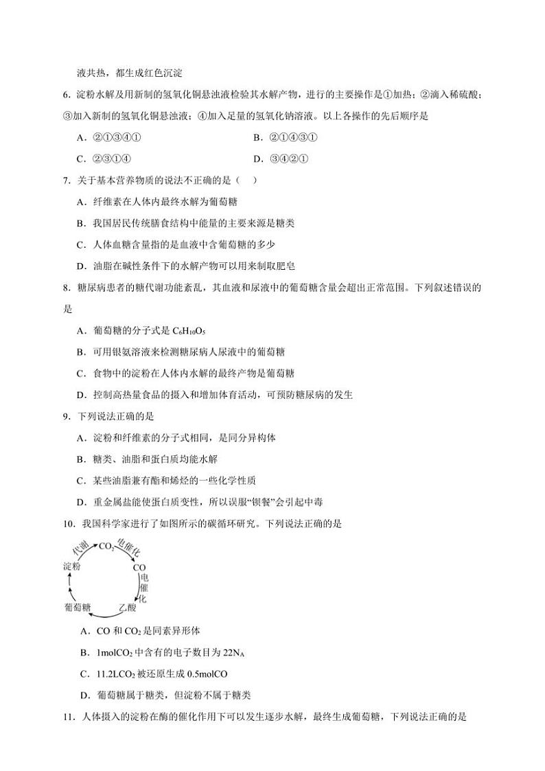 2025年高考化学一轮复习备考专项练 糖类第2页