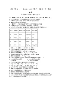 广东省湛江市第二十一中学2024-2025学年高一上学期期中考试化学试题