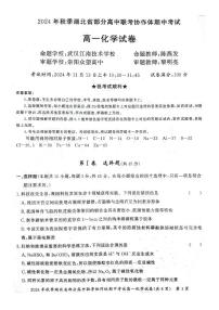 湖北省部分高中联考协作体2024-2025学年高一上学期11月期中考试化学试题（PDF版附解析）
