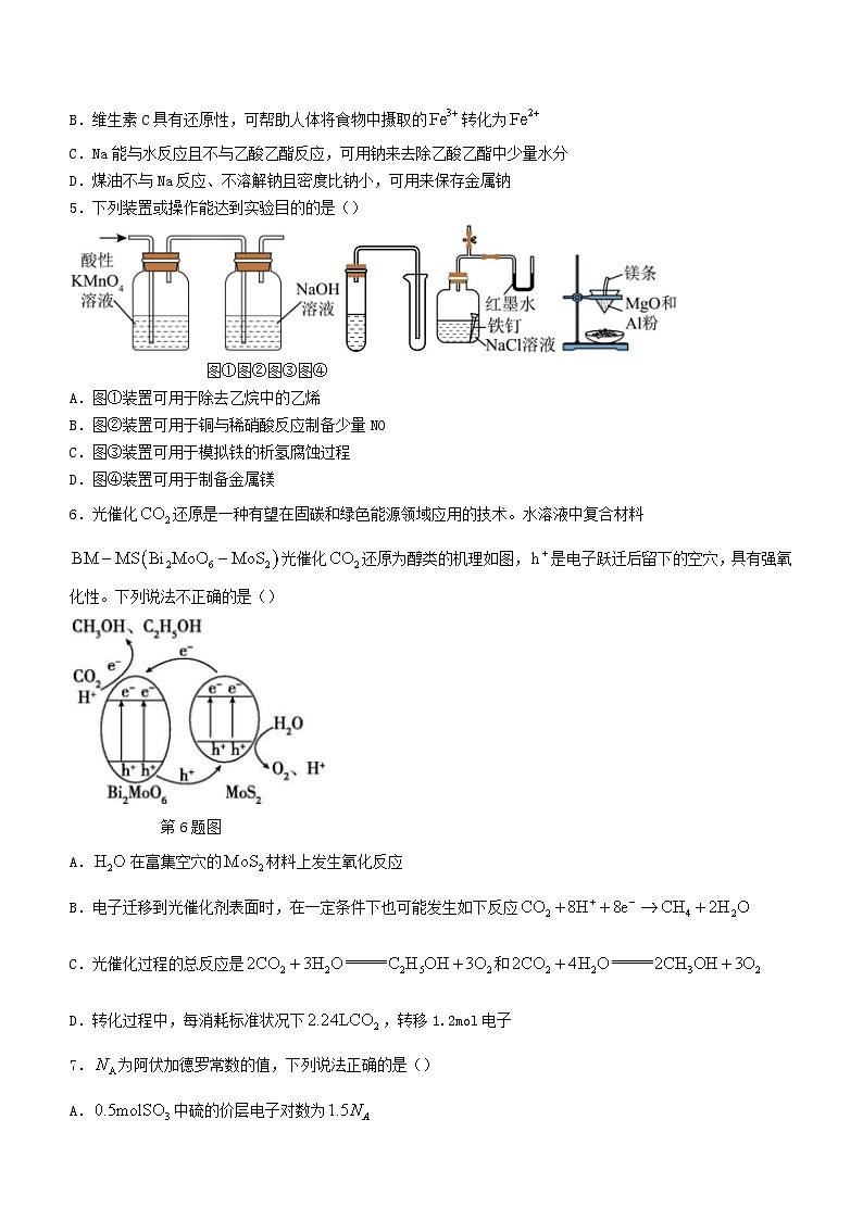 浙江省台州市名校联盟2023_2024学年高三化学上学期12月联考试题第2页