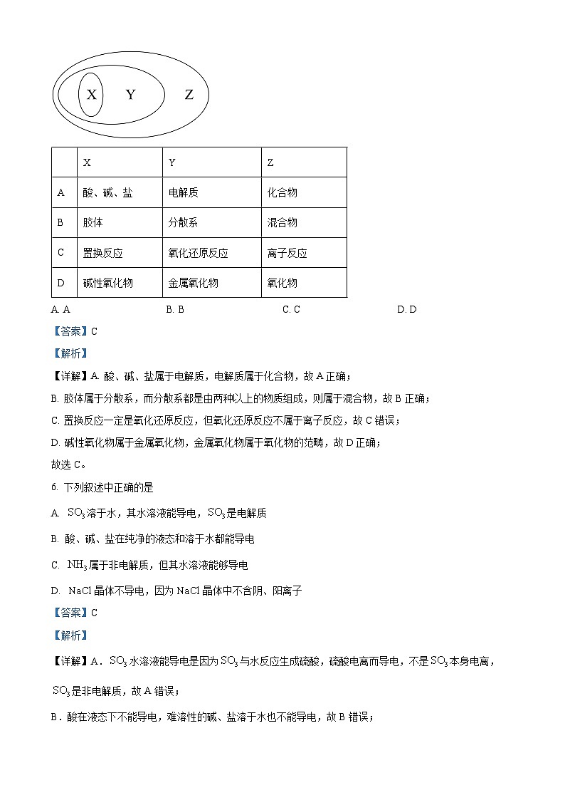 重庆市江津中学校2024-2025学年高一上学期10月月考  化学试题 Word版含解析第3页