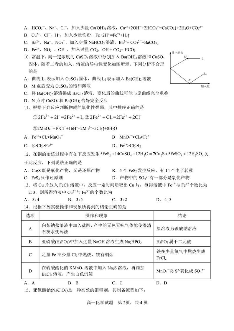 广东省汕头市金山中学2024~2025学年高一(上)期中化学试卷(含答案)第2页