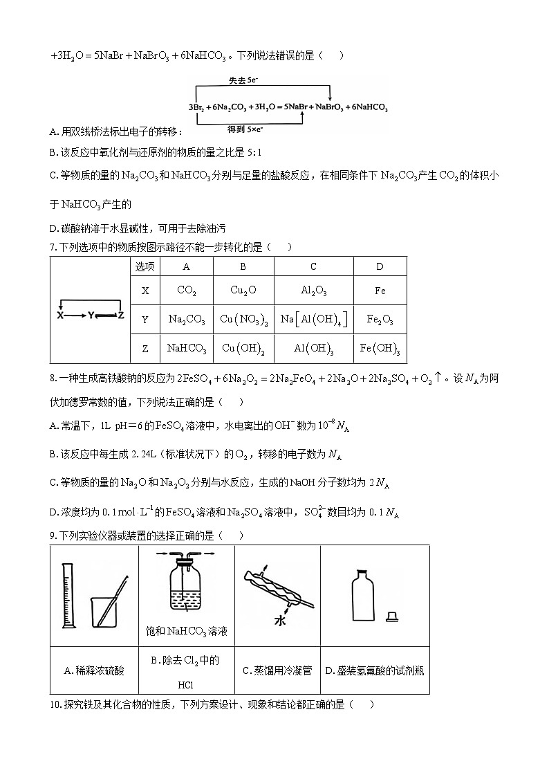 2025泰安一中高三上学期11月月考化学试题无答案第2页
