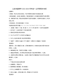 2023-2024学年山东省淄博市高一(上)期末考试化学试卷(解析版)
