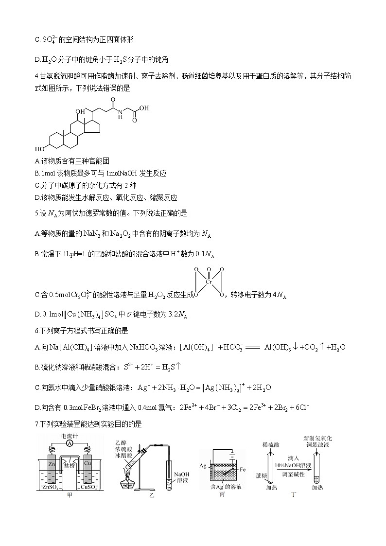 福建省泉州市2024-2025学年高三上学期期中考试 化学试题(含解析)第2页