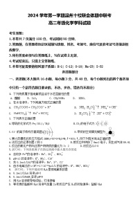 浙江省温州市十校联合体2024-2025学年高二上学期11月期中化学试题