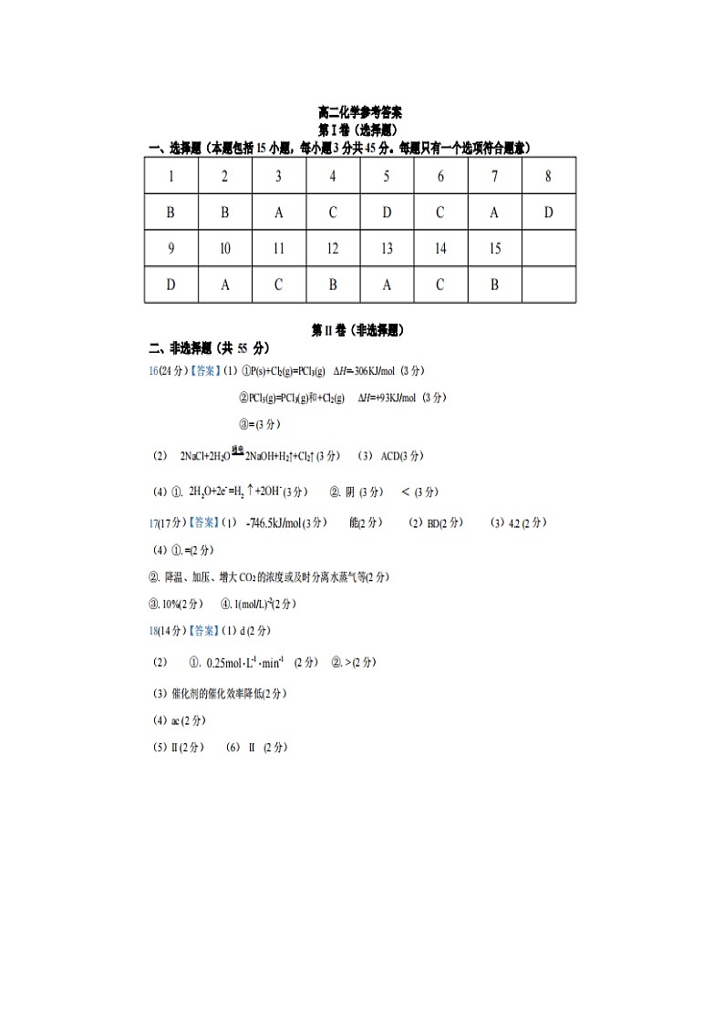 高二化學(xué)答案第1頁