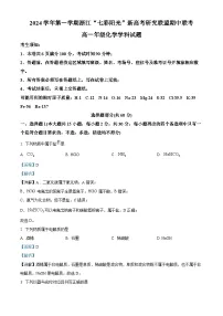 浙江省七彩阳光新高考研究联盟2024-2025学年高一上学期期中联考化学试卷(Word版附解析)