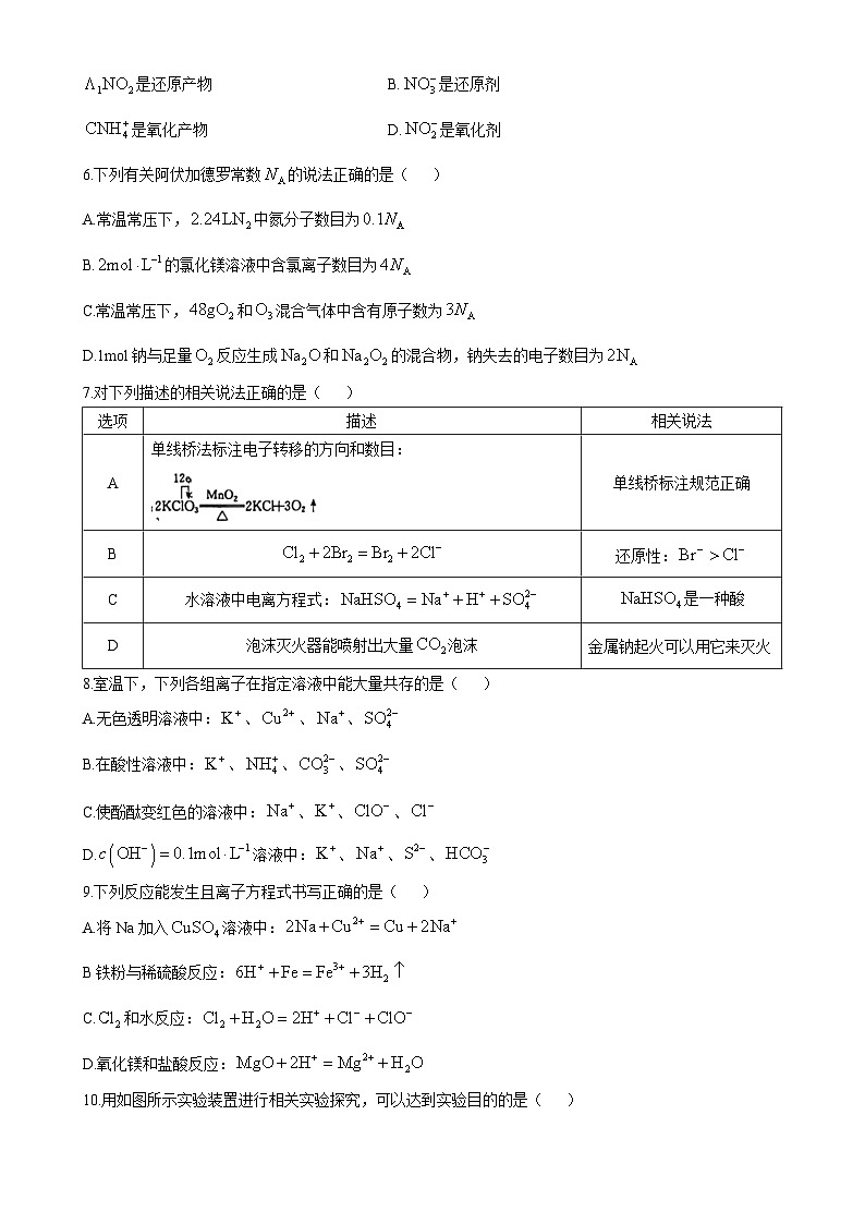 福建省龙岩一级校联盟2024-2025学年高一上学期 期中考试化学试卷-A4第2页