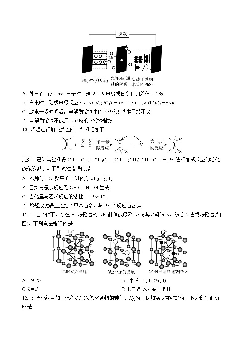湖南省永州市第四中学2024-2025学年高三上学期期中考试 化学试题第3页