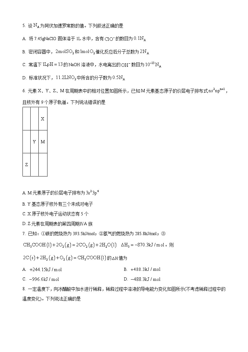 重庆市第八中学校2024-2025学年高二上学期期中考试 化学试题 Word版无答案第2页