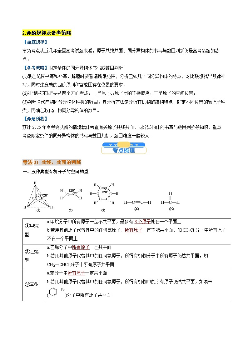 微考点02  共线共面同分异构体(核心考点精讲精练)-2025年高考化学一轮复习讲练专题(新高考通用)(解析版)第2页