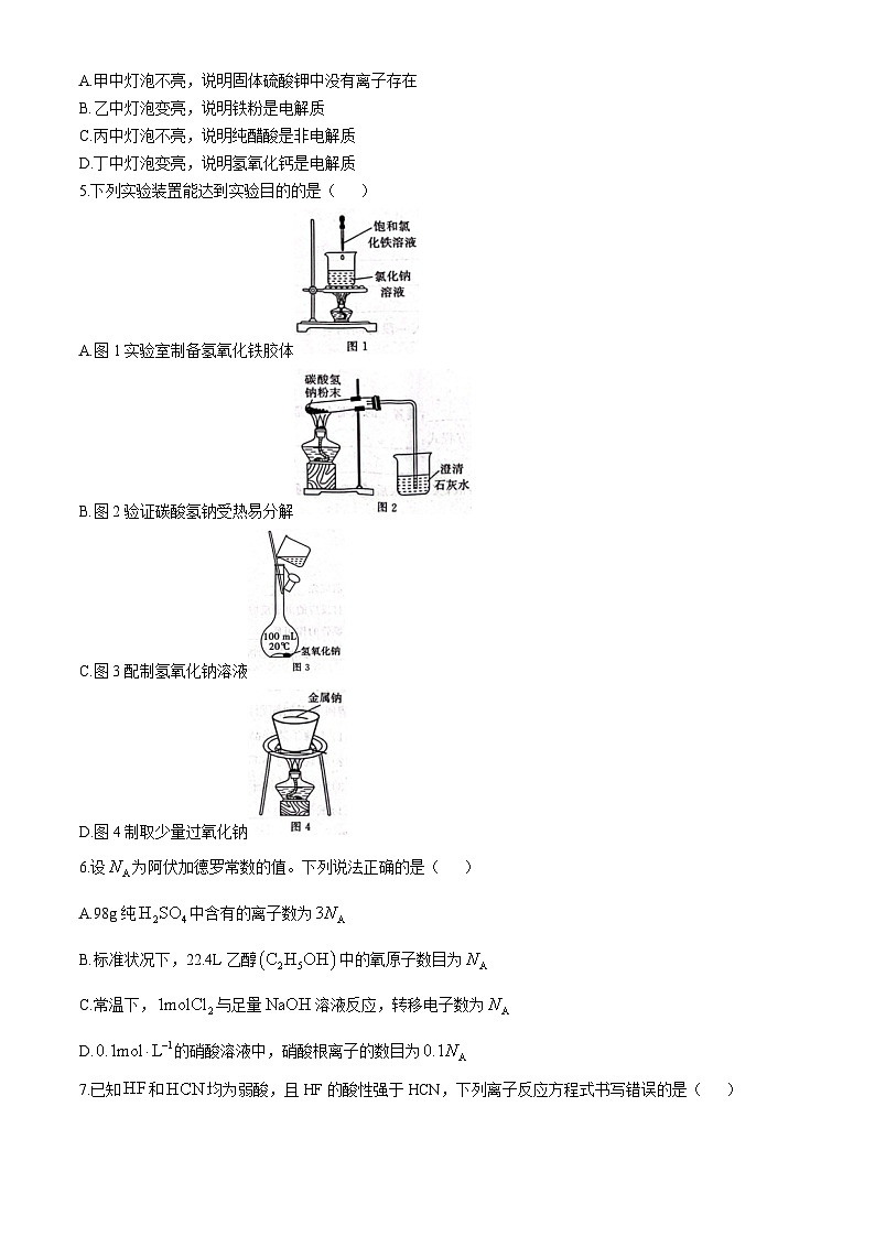 2025河北省示范性高中高一上学期11月期中考试化学含解析第2页