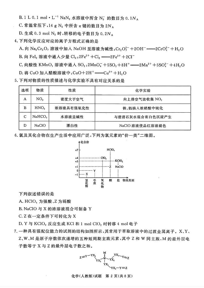 2025届河南部分重点高中高三上学期11月大联考模拟预测化学试题第2页