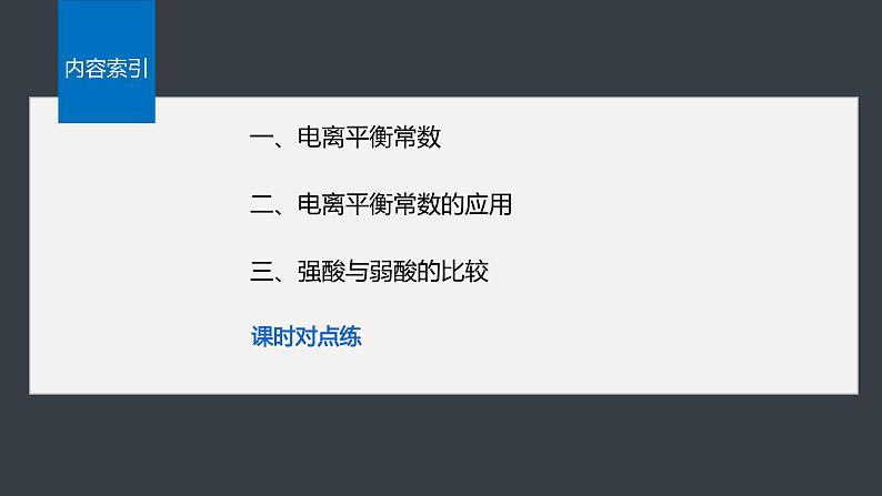 2024-2025学年化学人教版(2019)选择性必修一 3.1.2 电离平衡常数 强酸与弱酸比较 课件第3页