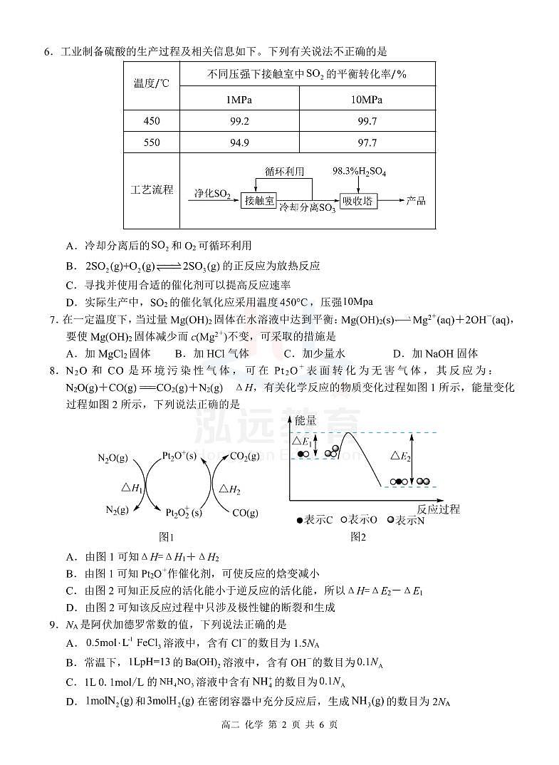高二化学试题第2页