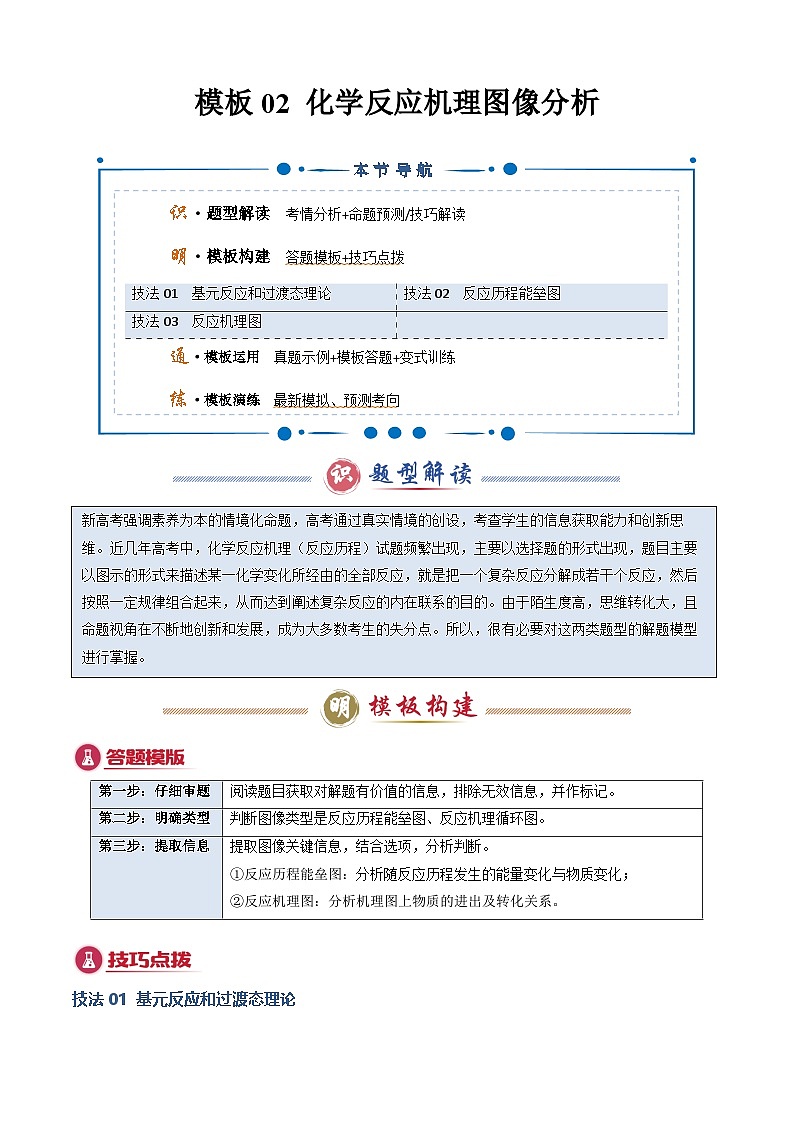 模板02 化学反应机理图像分析-2025年高考化学答题技巧与模板构建(解析版)第1页
