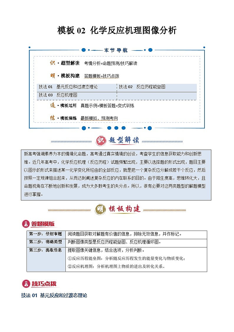 模板02 化学反应机理图像分析-2025年高考化学答题技巧与模板构建(原卷版)第1页