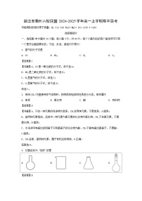 2024~2025学年浙江省衢州六校联盟高一上学期期中联考试卷(解析版)化学试卷