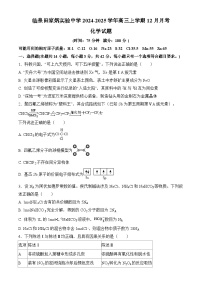 安徽省阜阳市临泉县安徽省临泉田家炳实验中学2024-2025学年高三上学期12月月考化学试题