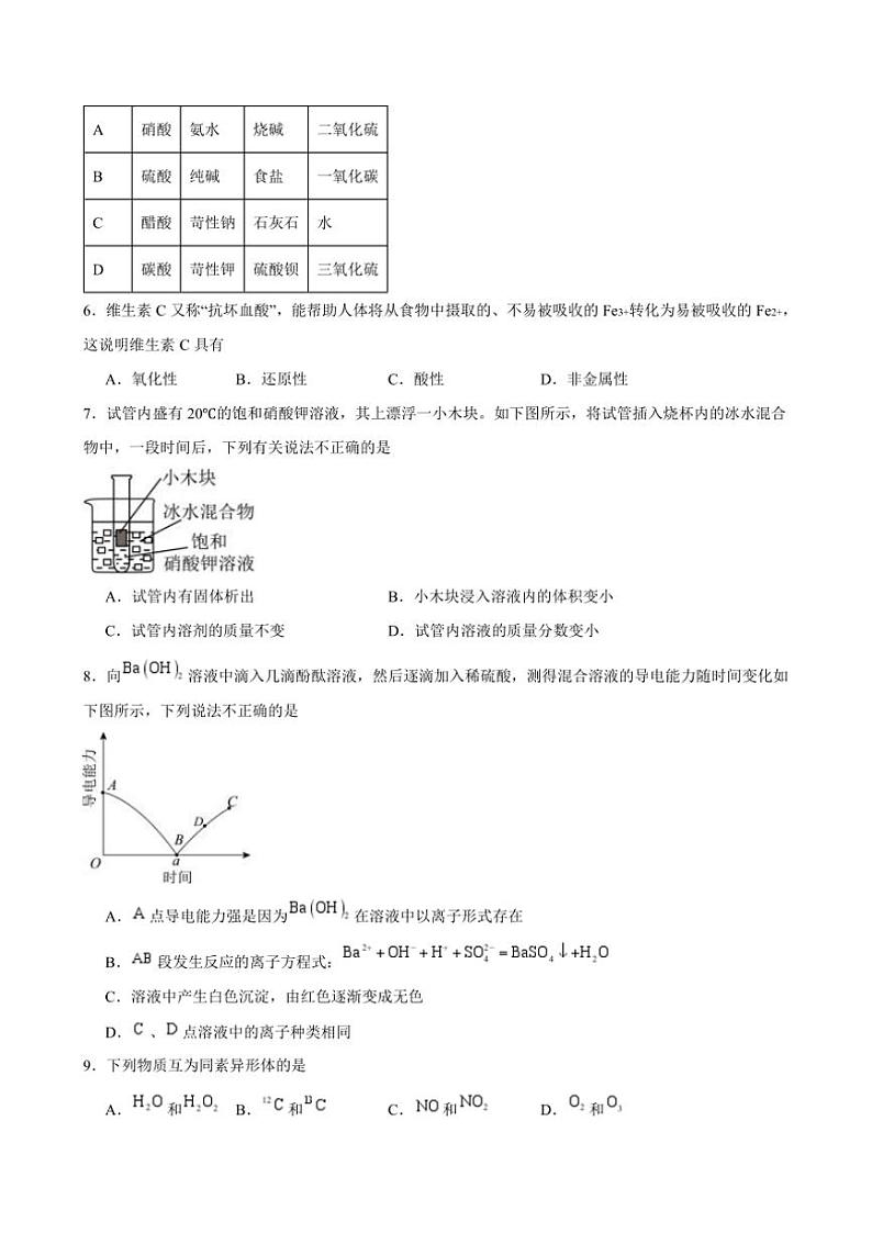 2024~2025学年黑龙江省哈尔滨市宾县第一中学高一(上)11月月考化学试卷(含答案)第2页