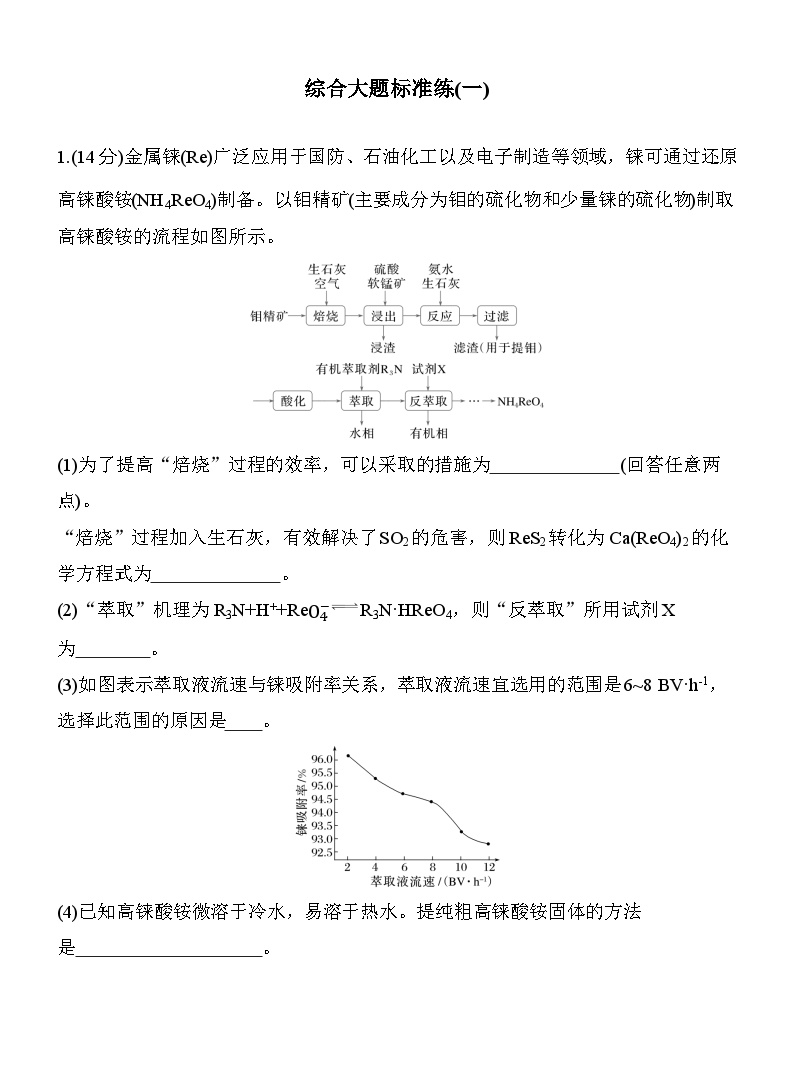 综合大题标准练(一)  （含答案）-2025年高考化学考前特训