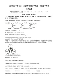 黑龙江省大庆市实验中学实验二部2024-2025学年高一上学期期中考试化学试题（Word版附答案）