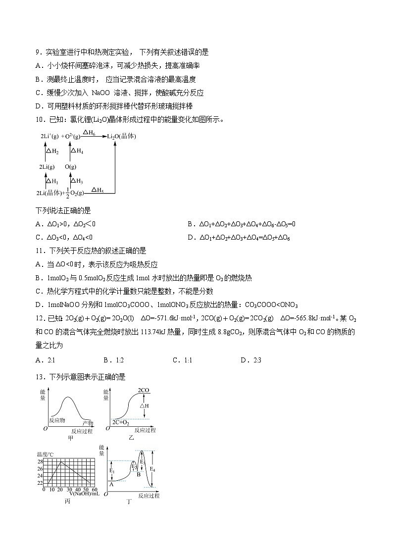 高中化学同步讲义(人教版选择性必修第一册)1.4第一章化学反应的热效应(单元测试)(学生版)第3页
