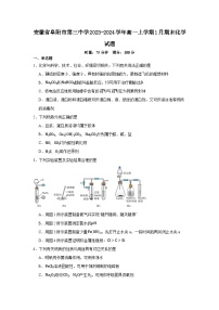 安徽省阜阳市第三中学2023-2024学年高一上学期1月期末化学试题